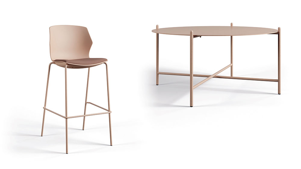 Image fauteuil munik et table cowork sur fond blanc